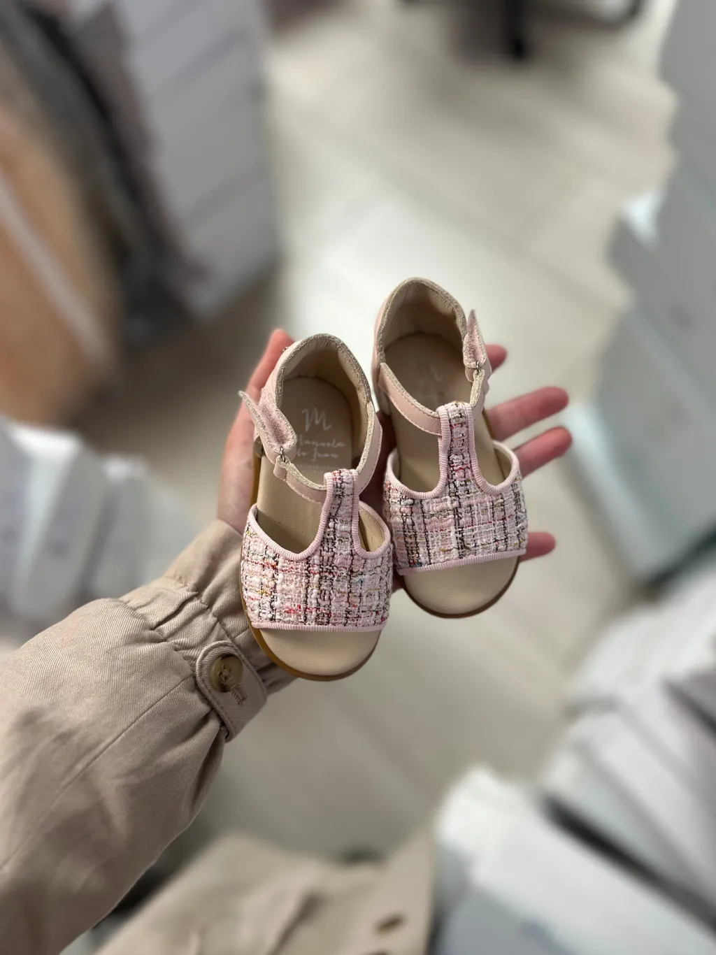 Manuela De Juan Manuela Rose Chanel Velcro Baby Sandal Outlet