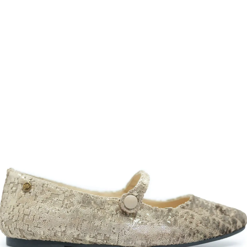 Manuela De Juan Manuela Taupe Crushed Velvet Pointed Mary Jane New