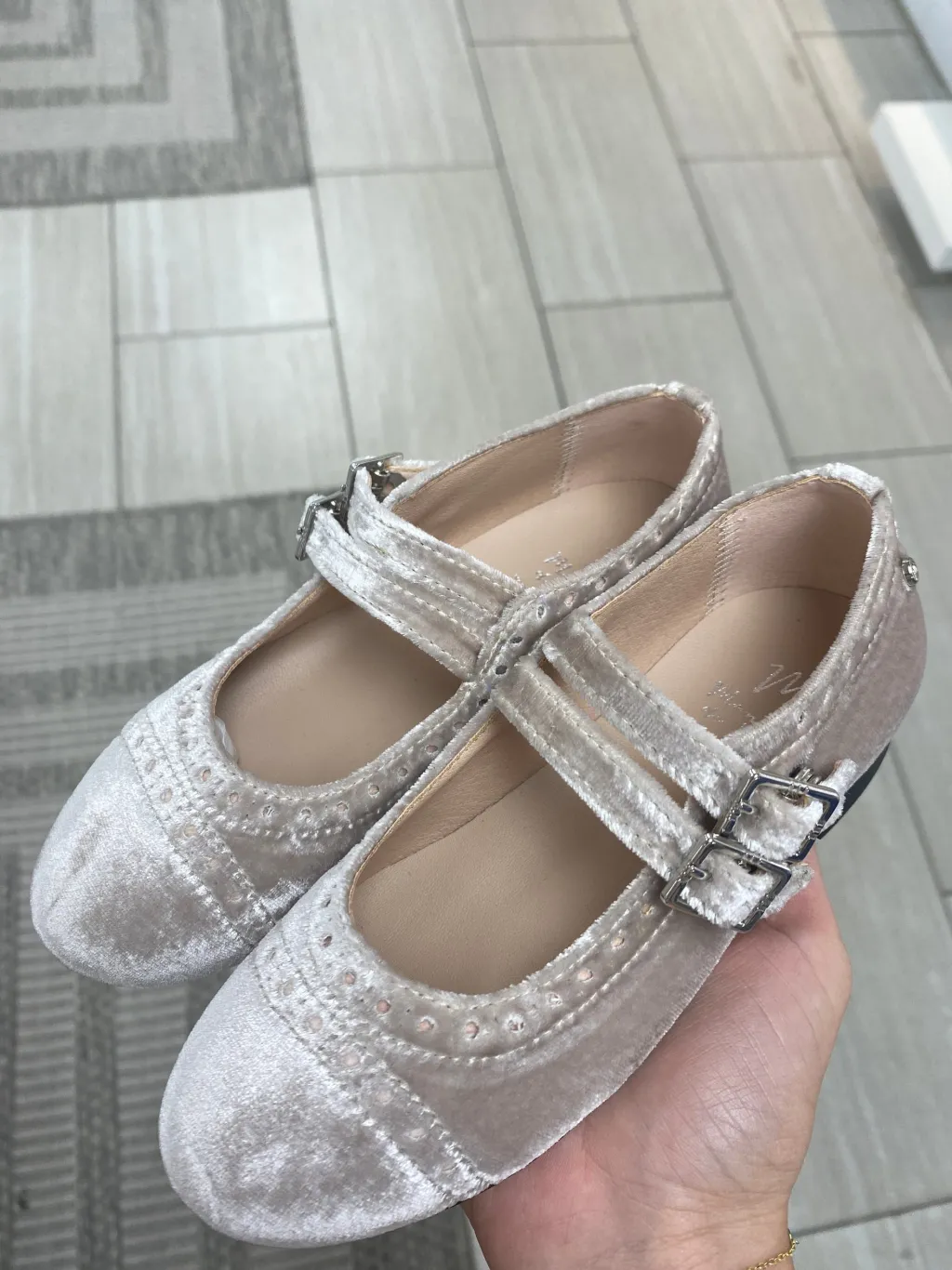 Manuela De Juan Manuela Taupe Velvet Double Strap Mary Jane Online