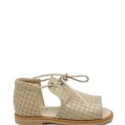 Manuela De Juan Manuela Taupe Weave Lace Baby Sandal Outlet