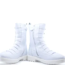 Manuela De Juan Manuela White Leather Button Boot Sale