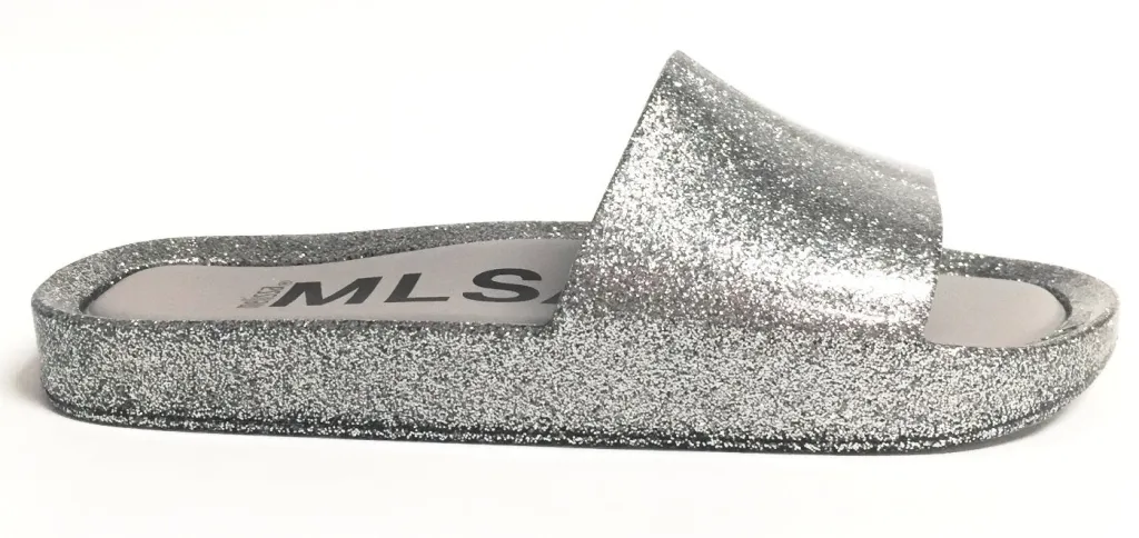 Melissa Silver Glass Glitter Beach Slide Clearance
