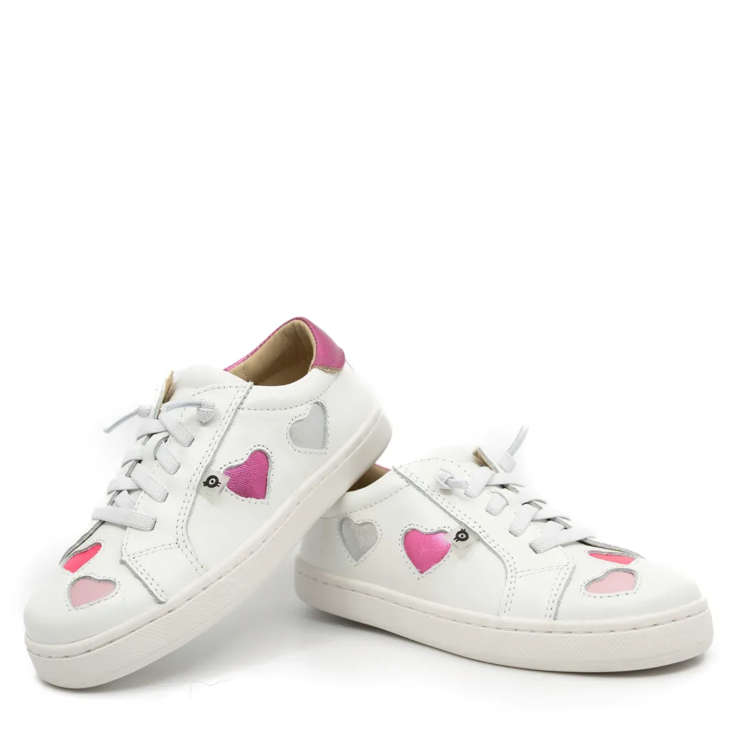 Old Soles White and Pink Heart Sneaker Hot