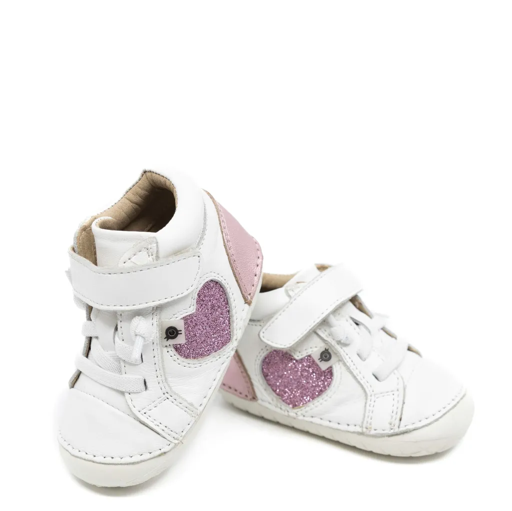 Old Soles White and Pink Heart Baby Sneaker Best