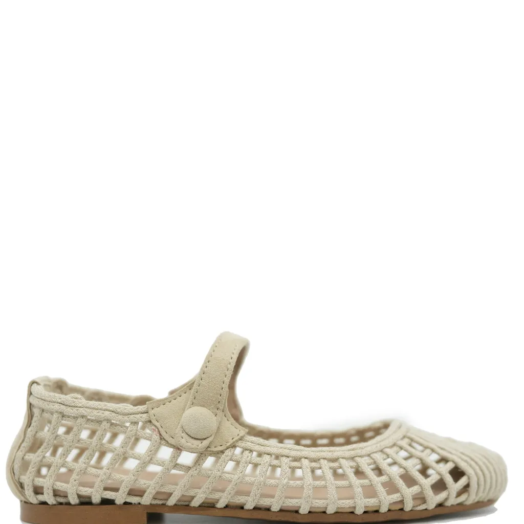 Papanatas Beige Basketweave Mary Jane Fashion