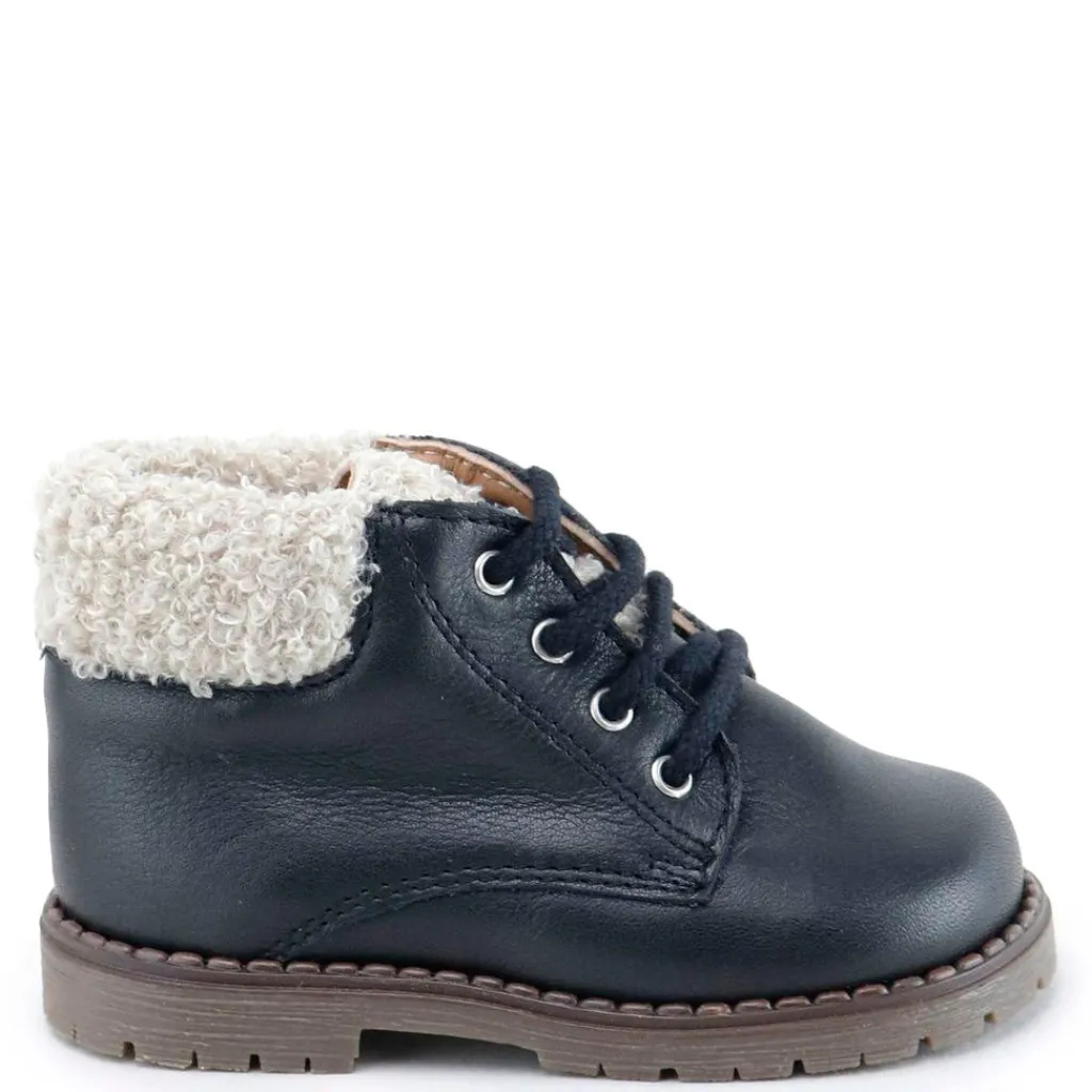 Papanatas Black and Taupe Fur Chunky Baby Bootie Hot