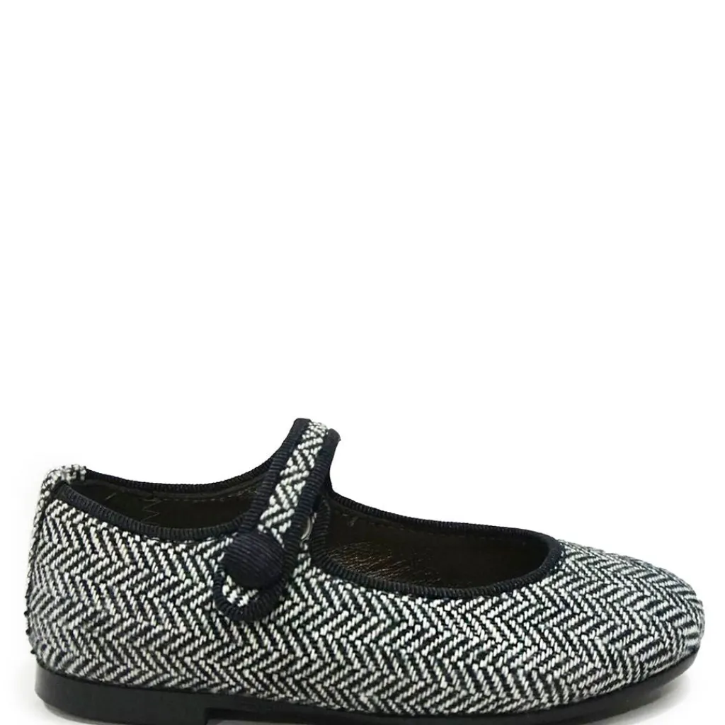 Papanatas Black and White Herringbone Mary Jane Discount