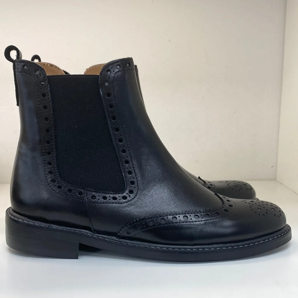 Papanatas Black Leather Wingtip Boot Clearance