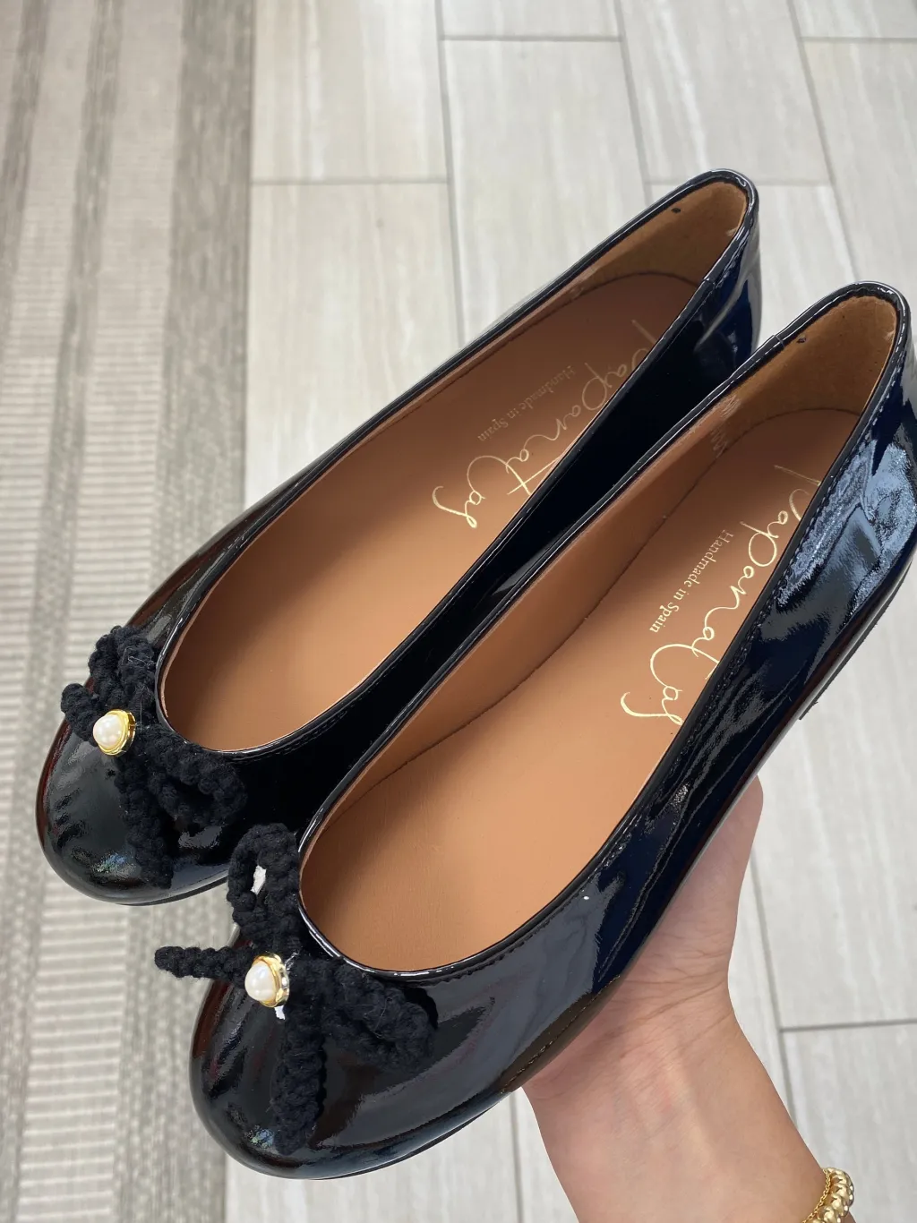 Papanatas Black Patent Bow Ballet Flat Discount