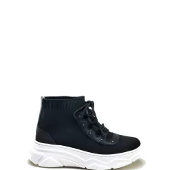 Papanatas Black Patent Sock Lace Sneaker Bootie Discount