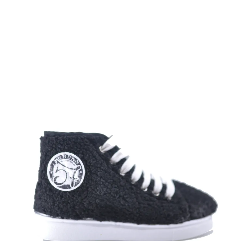 Papanatas Black Shearling Hi Top Sneaker Online