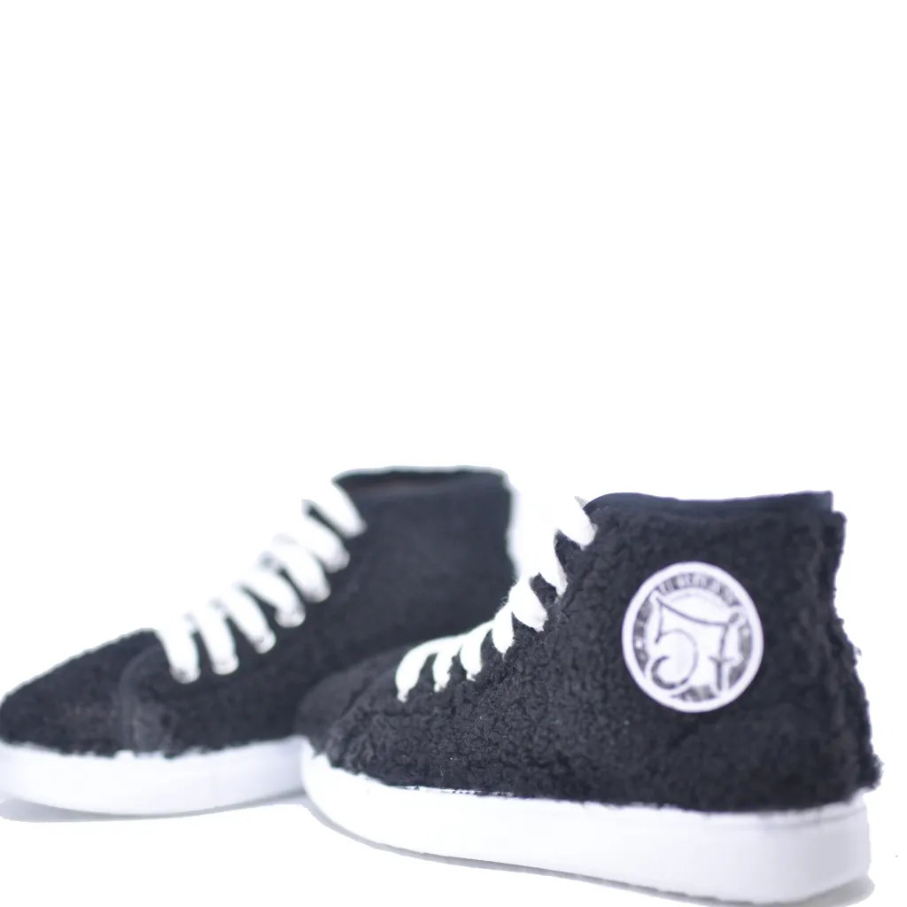 Papanatas Black Shearling Hi Top Sneaker Online