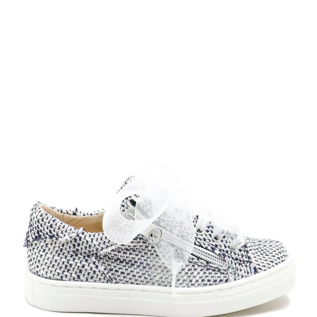 Papanatas Blue and White Tweed Zipper Sneaker Outlet