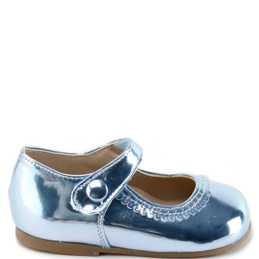 Papanatas Blue Metallic Scalloped Baby Shoe Online
