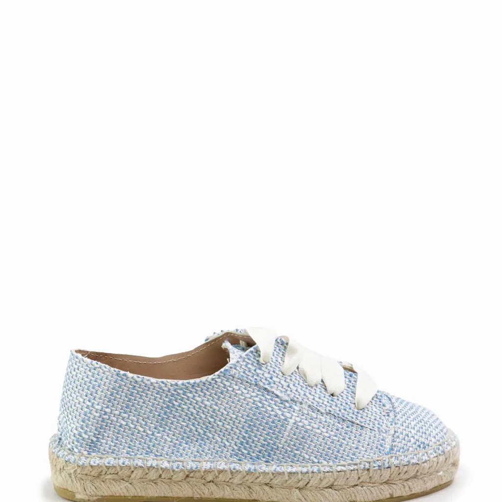 Papanatas Blue Tweed Lace Up Espadrille Clearance