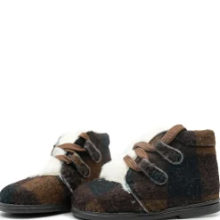 Papanatas Brown Plaid and Fur Baby Bootie Sale