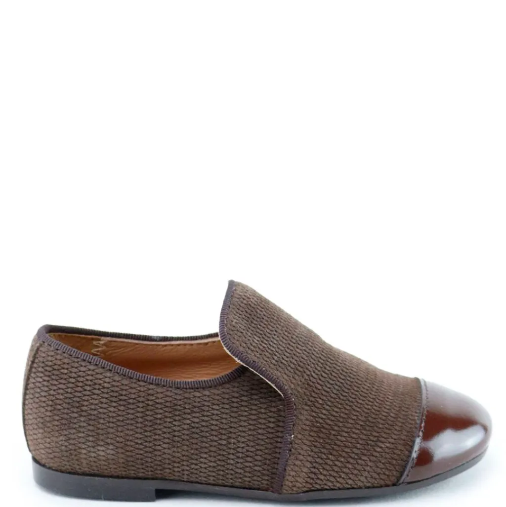 Papanatas Brown Textured Captoe Smoking Loafer Clearance