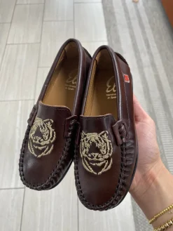 Papanatas Brown Tiger Embroidered Loafer Sale