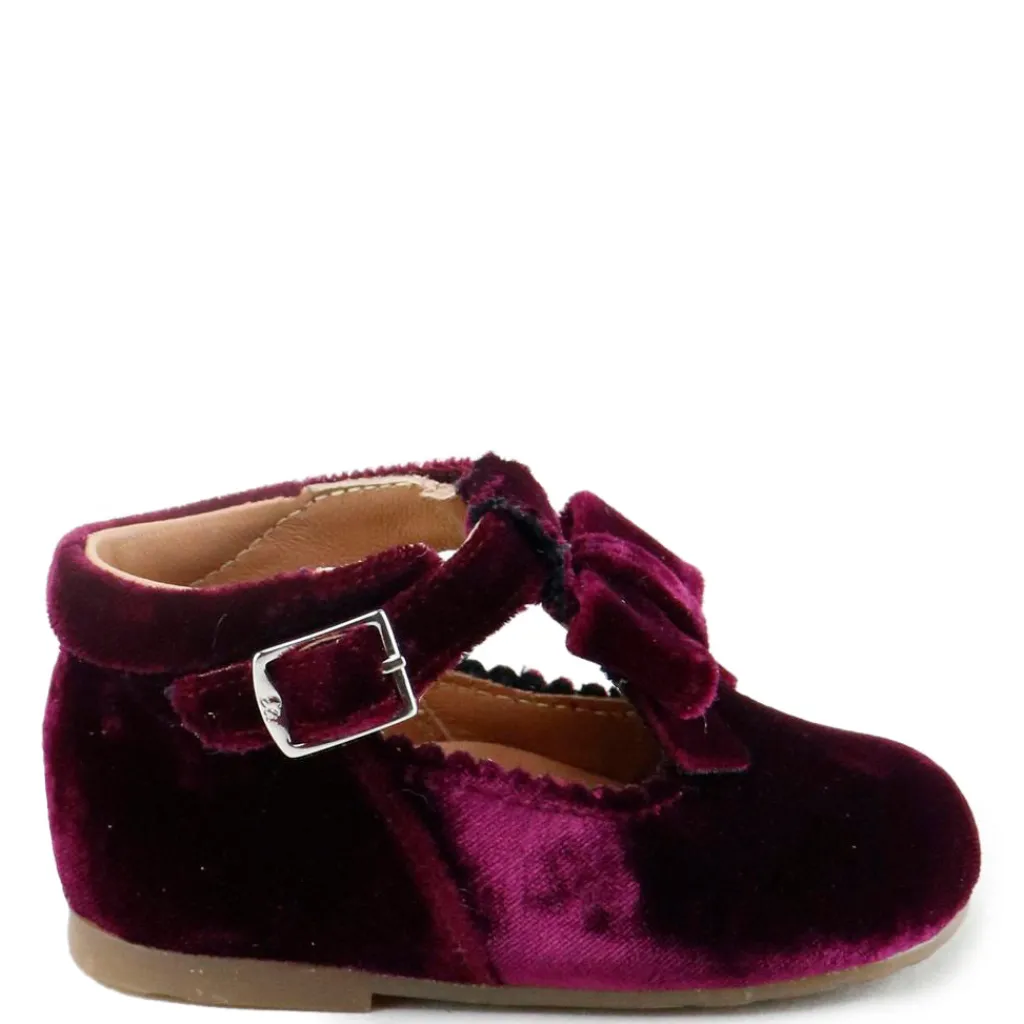 Papanatas Burgundy Velvet Bow Baby Shoe Fashion