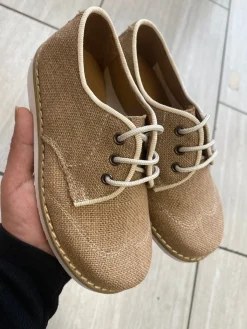 Papanatas Camel Linen Wingtip LaceUp Discount