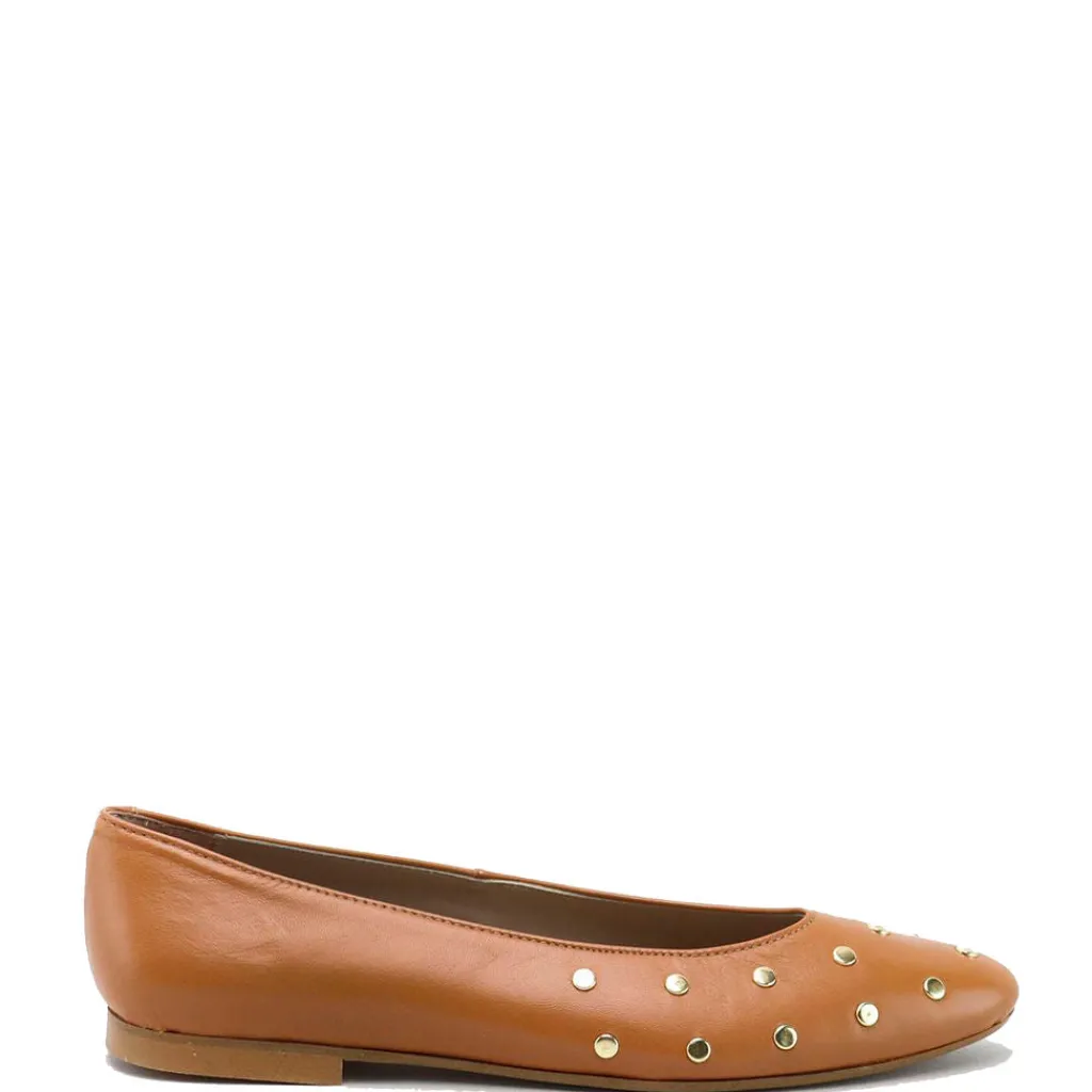 Papanatas Cognac Studded Pointed Ballet Flat Sale