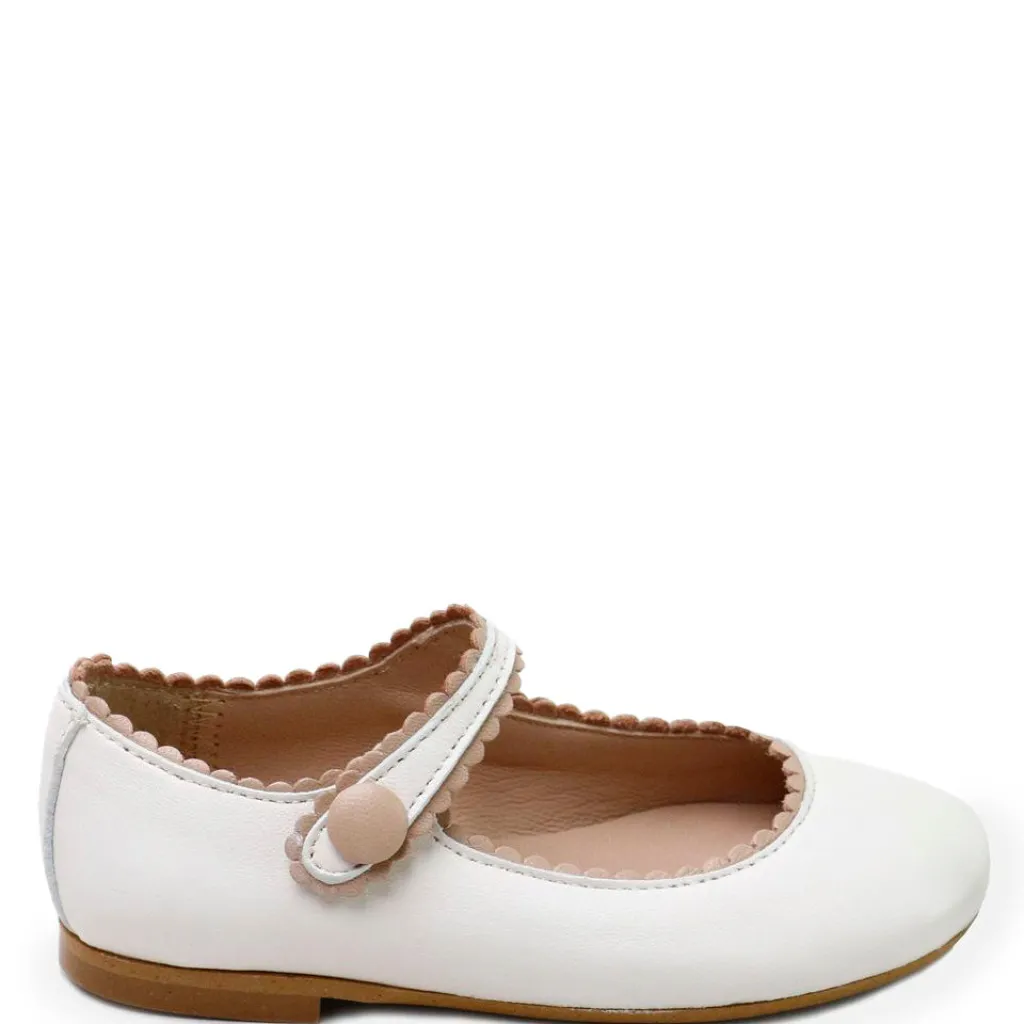 Papanatas Cream and Brown Scalloped Mary Jane Discount