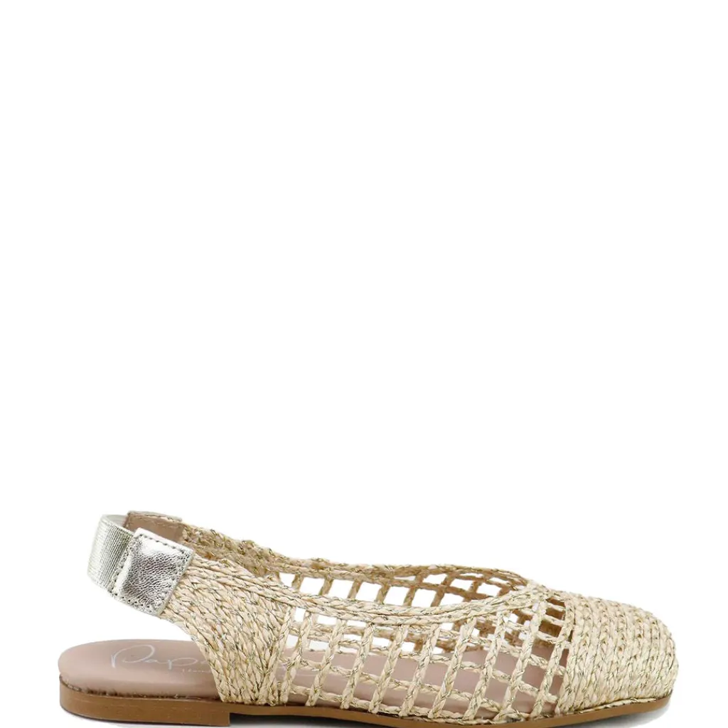 Papanatas Gold Basketweave Squaretoe Mule Discount