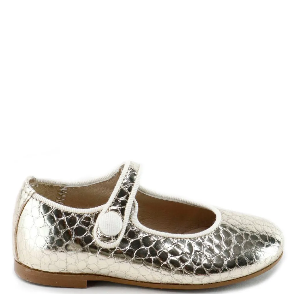 Papanatas Gold Metallic Croc Mary Jane Discount