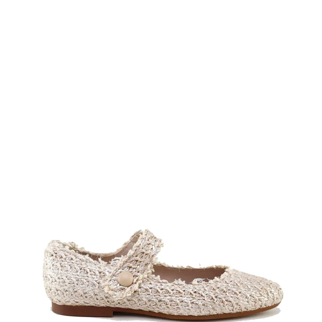 Papanatas Gold Weave Pointed Mary Jane Fashion