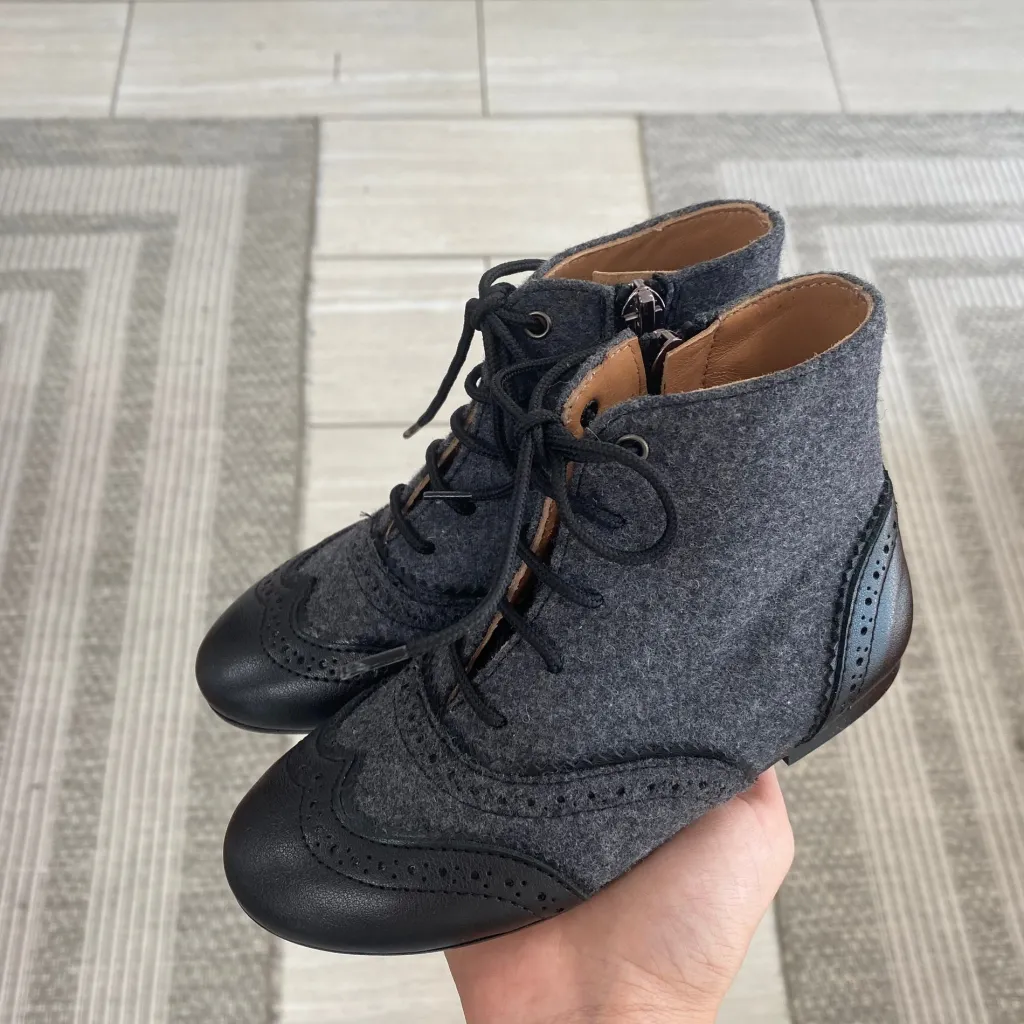 Papanatas Gray and Black Wingtip Bootie Sale