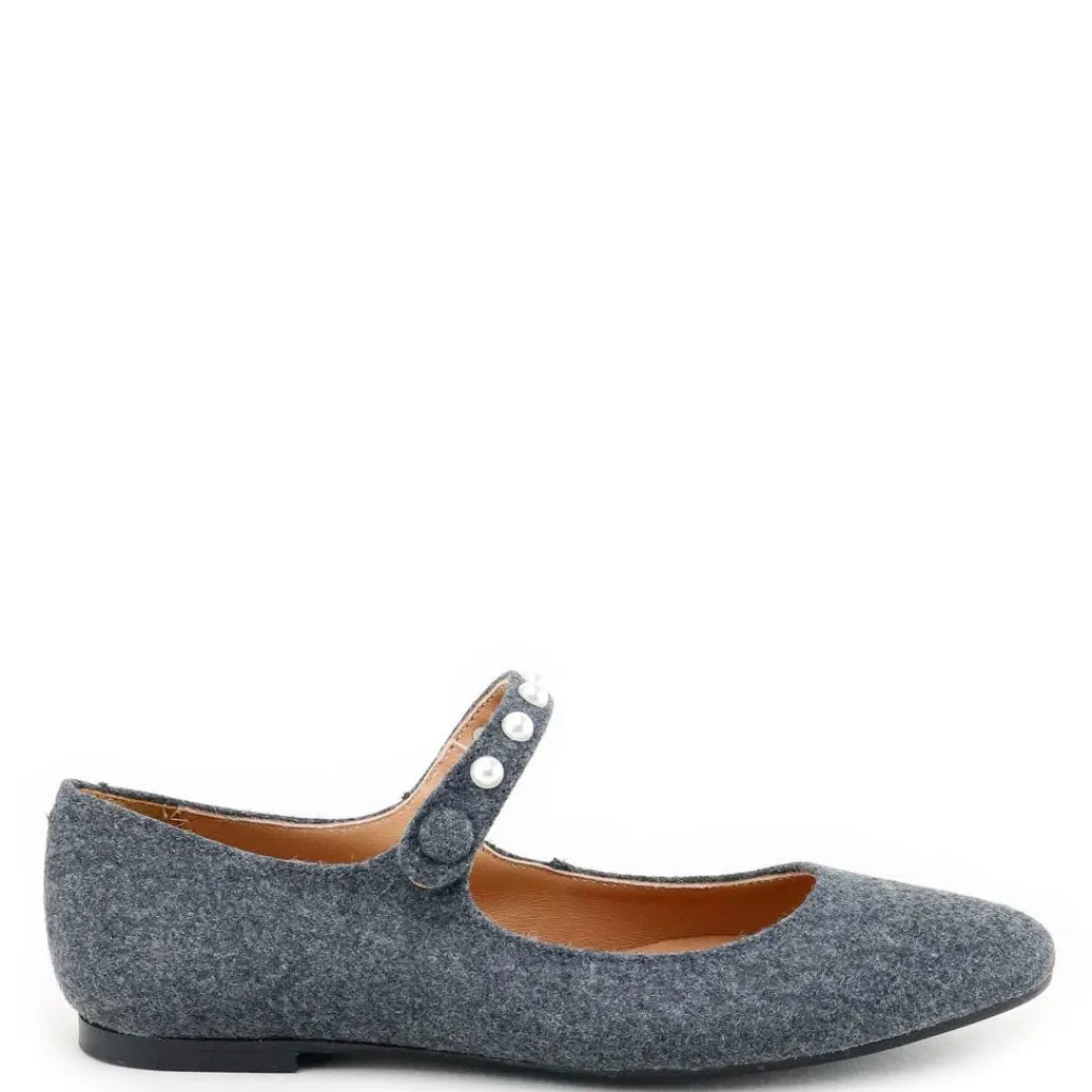 Papanatas Gray Flannel Pearl Pointed Mary Jane Discount