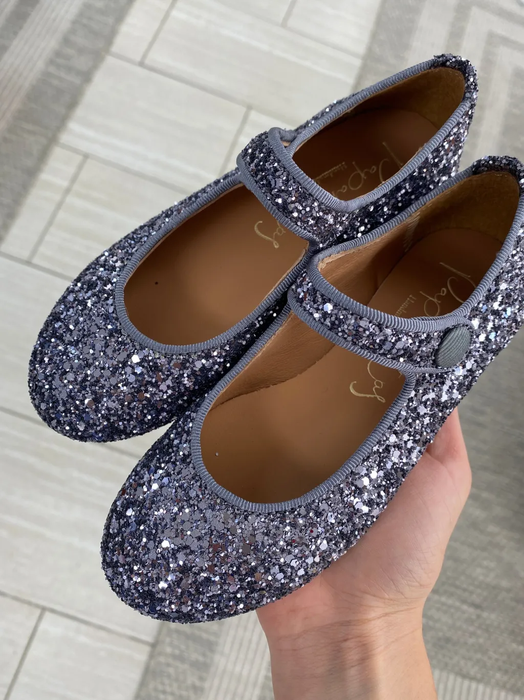 Papanatas Gray Glitter Mary Jane Clearance