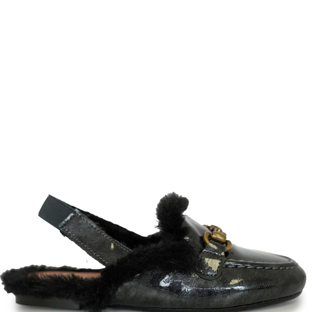 Papanatas Gray Patent Buckle Mule Hot