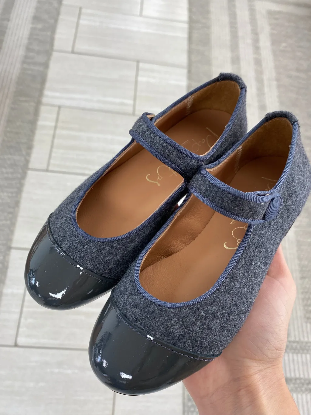 Papanatas Gray Wool Captoe Mary Jane Sale