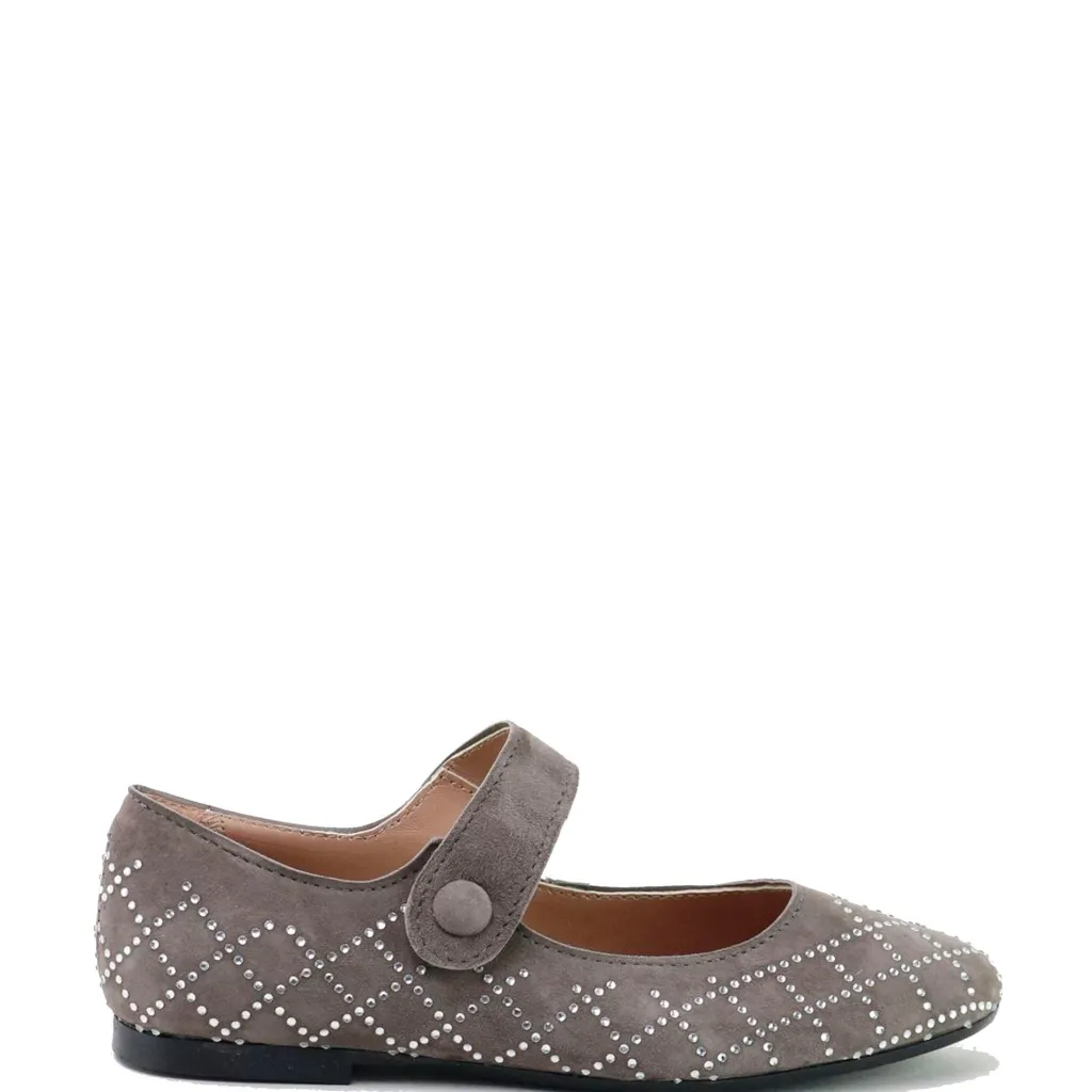 Papanatas Grey Suede Diamond Pointed Mary Jane Fashion