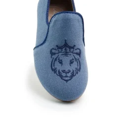 Papanatas Indigo Linen Lion Smoking Loafer New