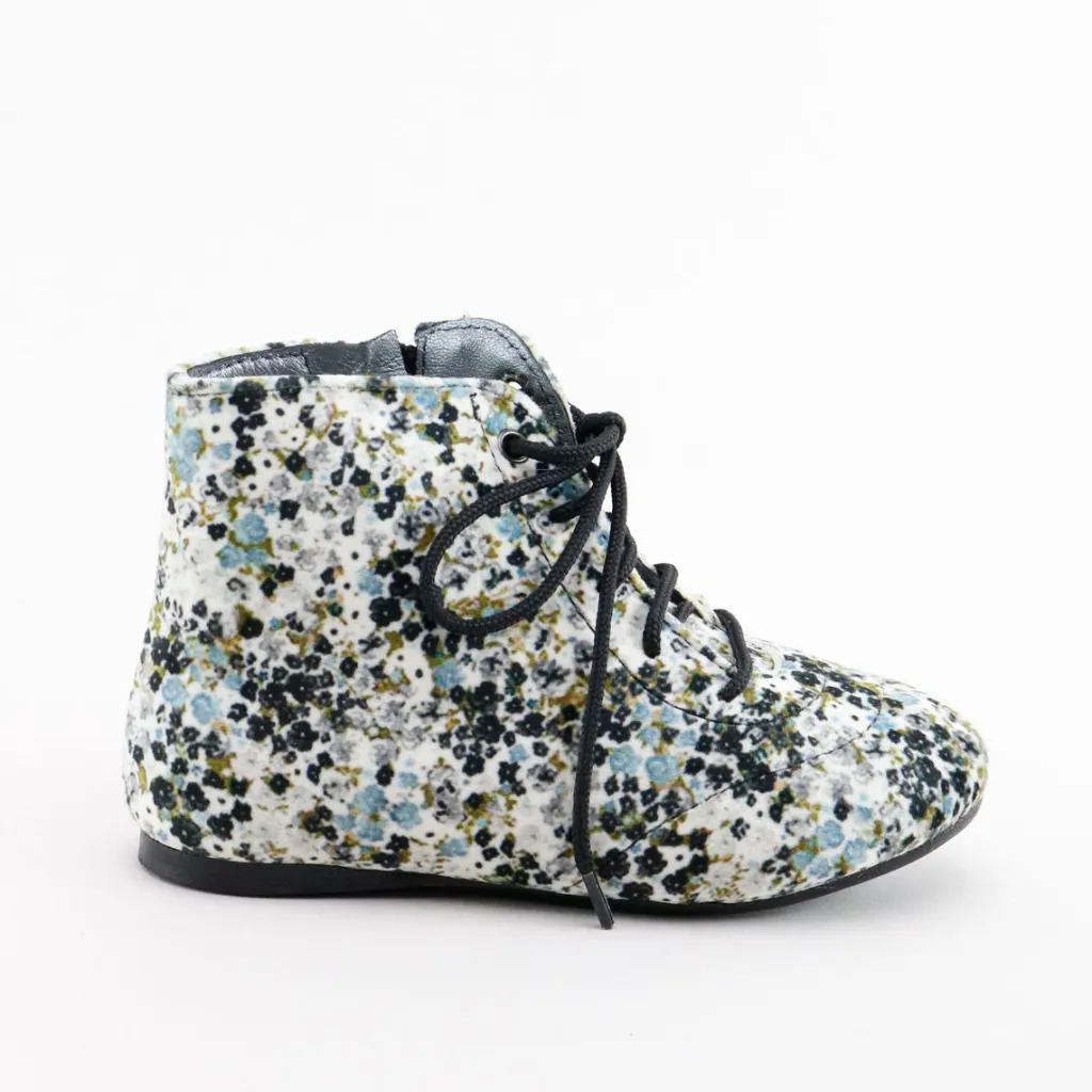 Papanatas Ivory and Blue Floral Velvet Bootie Online
