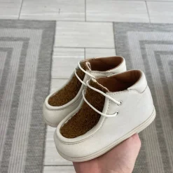 Papanatas Ivory and Camel Shearling Baby Bootie Sale