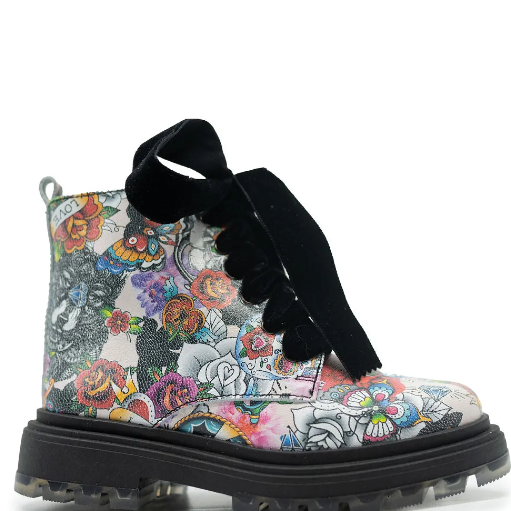 Papanatas Love Print Velvet Lace Bootie Online