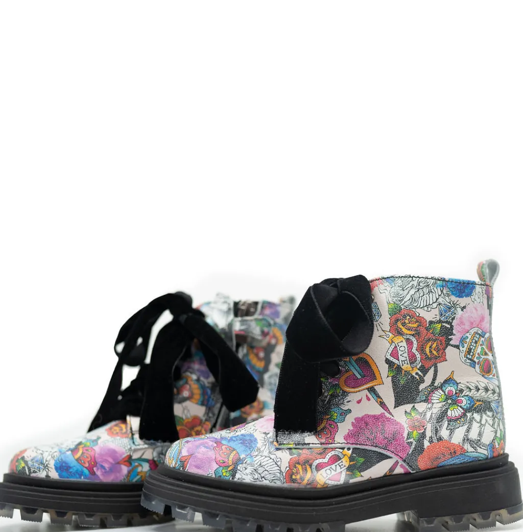 Papanatas Love Print Velvet Lace Bootie Online