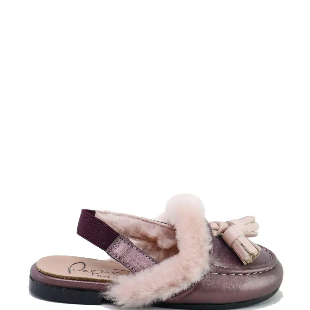 Papanatas Mauve Metallic Fur Mule Online