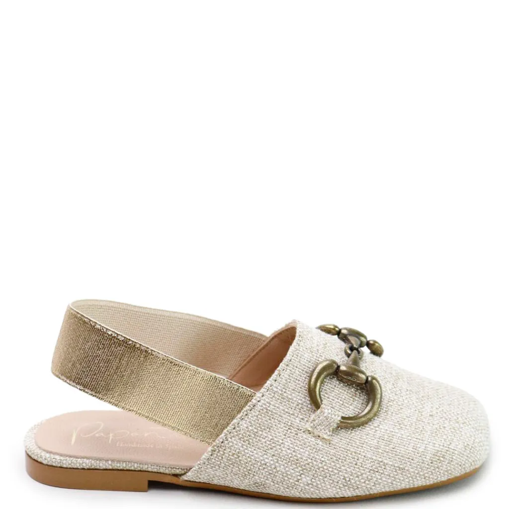 Papanatas Natural Linen Buckle Mule Discount