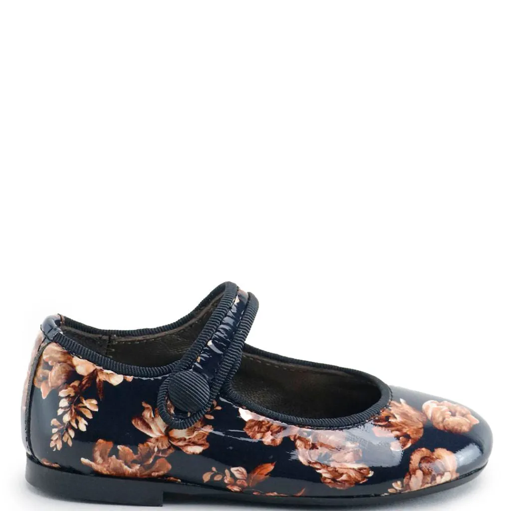 Papanatas Navy and Rust Floral Patent Mary Jane Clearance