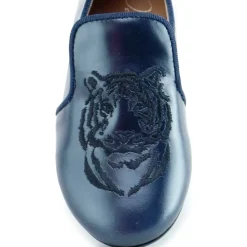 Papanatas Navy Embroidered Smoking Loafer Discount