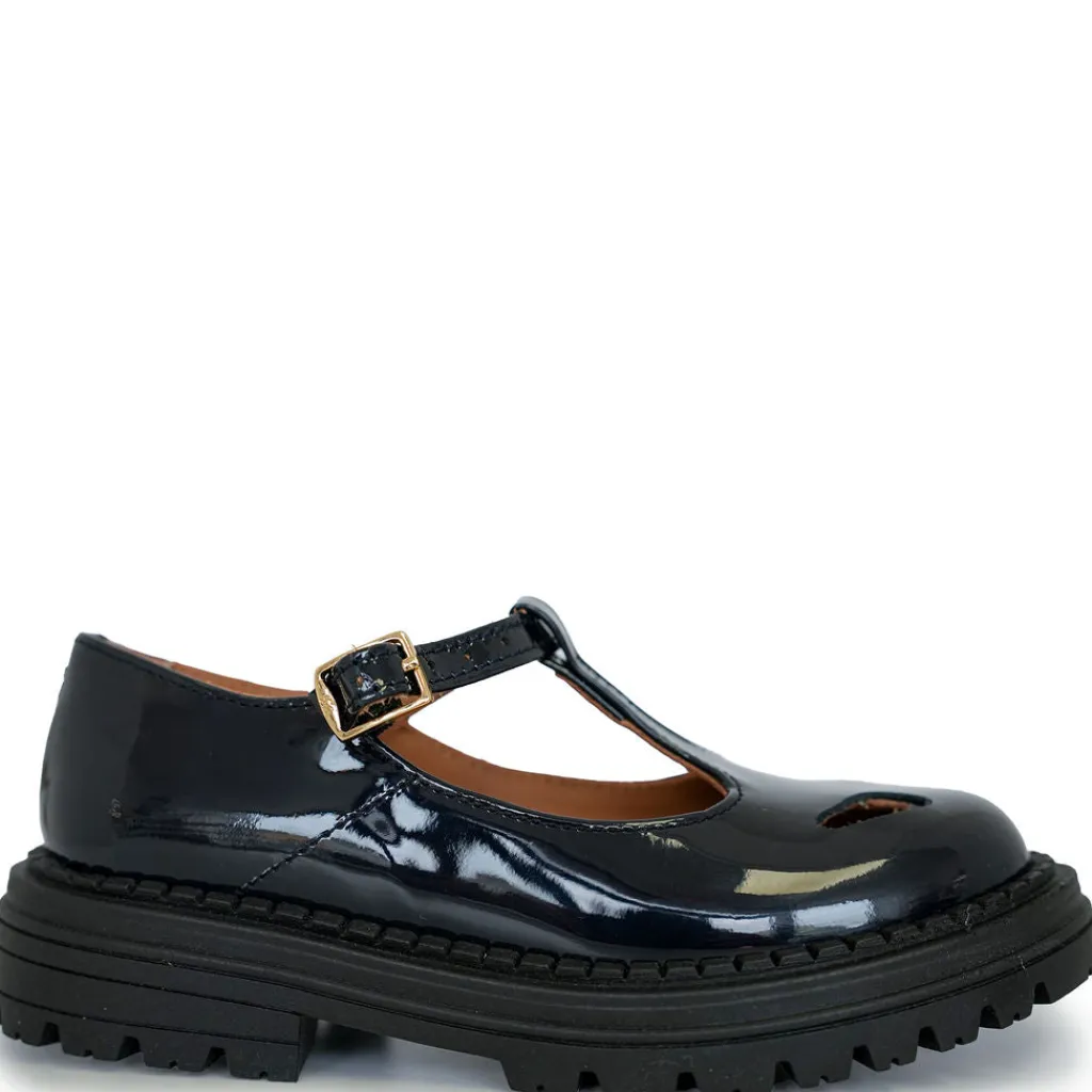 Papanatas Navy Patent T Strap Sale