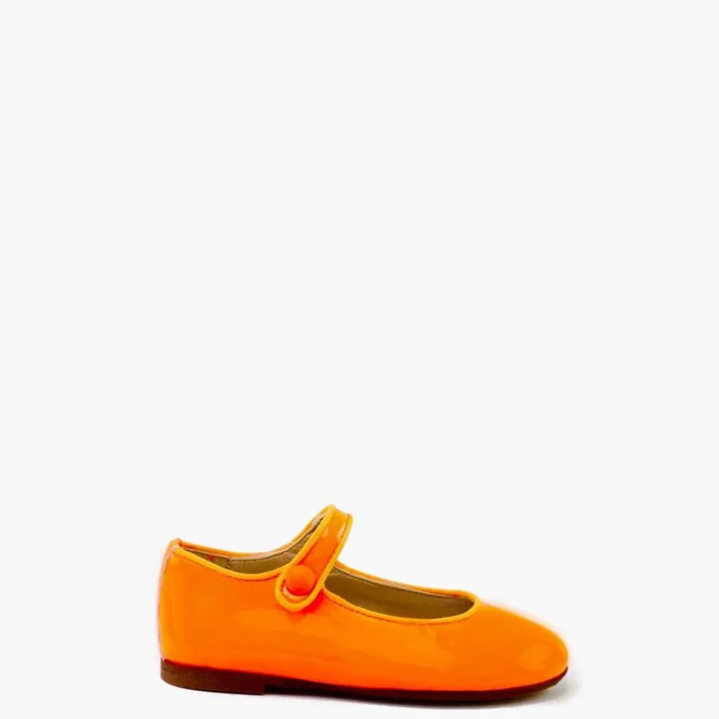 Papanatas Neon Orange Patent Mary Jane New
