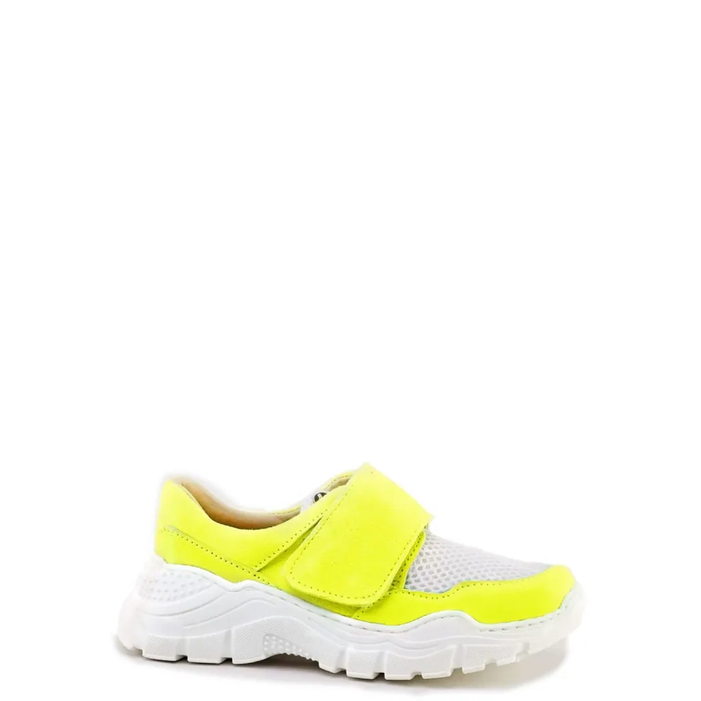 Papanatas Neon Yellow and White Gauze Sneaker Sale