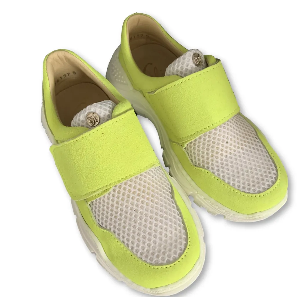 Papanatas Neon Yellow and White Gauze Sneaker Sale