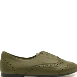 Papanatas Olive Elastic Wingtip Oxford New