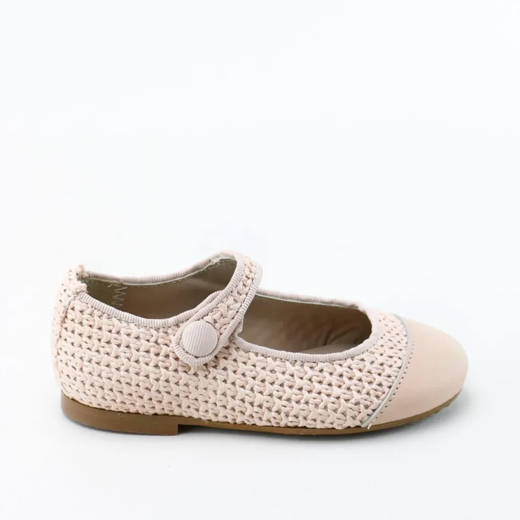 Papanatas Pale Pink Rattan Captoe Mary Jane Fashion